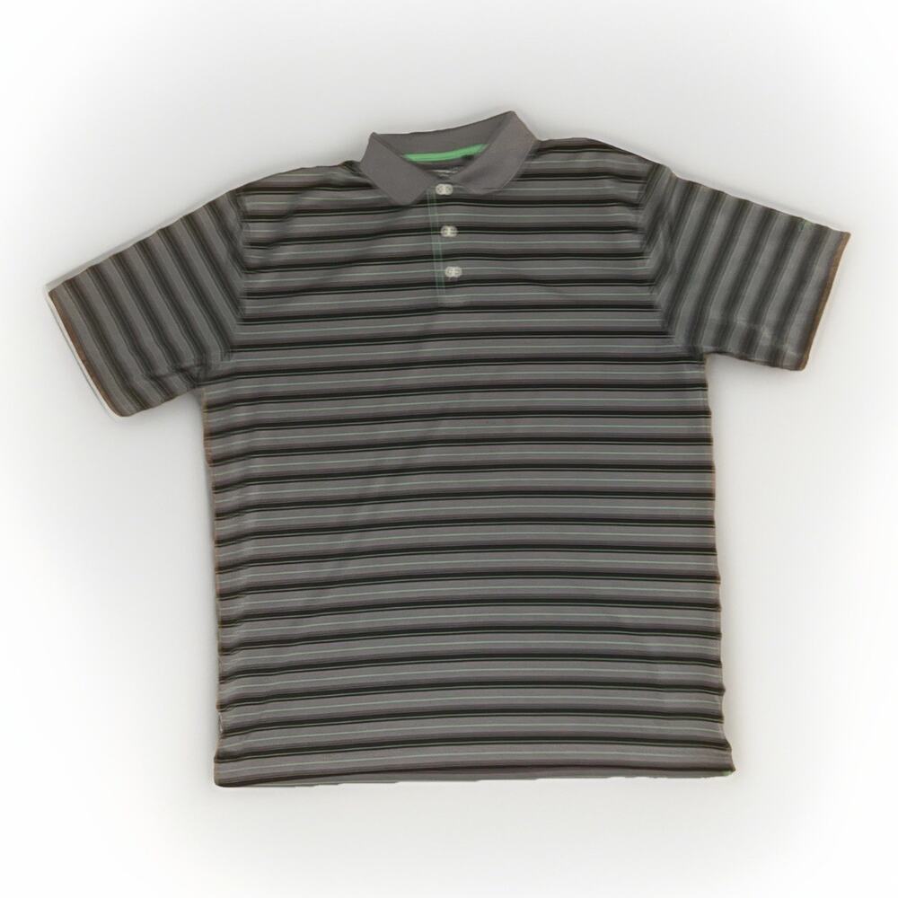Snake Eyes Players Striped Golf Polo Shirt Gray Green Large 24x29